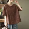 Blouses femininas LONE FIT Tee Solid Color Summer Top Top elegante camisa de decote em V estampa em V com bolso curto para streetwear