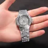 Zegarek mrożony Nowy moda Hip Hop punk złoty srebrny męski design pełny diamentowy kalendarz duże zegarki Dacze