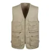 Men Multi Pocket Sleeveless Camera Outdoor Travelers Fishing Working Pography Vest Work Uniform Vest Zip Up Male Workwear 240408