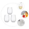 Disposable Cups Straws 3 Pcs Martini Glasses Pet Transparent Cup Plastic Stemless Cocktail The Glassware