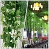 Flores decorativas 12 pcs verde endro de vime artificial folhas plantas pendura de tecido videira guirlandas