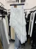 Spódnice Temperament koronkowy ciasto nieregularna biała sukienka Faldas largas kobiety plisowana spódnica Jupe femme linia wysoko letnie koreańskie