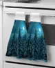 Handtuch Schneeszene Woods Mond Hängende Küchenhände Handtücher Schnell trocken mikrofaserreinigte Stoff weich