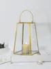 Kandelhouders Noordse creatieve retro goud kandelaar handlamp huizendecoratie accessoires voor woonkamer glazen houder pendulo d