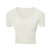 Camicie attive t-shirt orlo croce camicia da yoga per donne crov top top a maniche corte a manichette