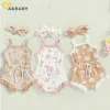 Shorts ma&baby 018M Summer Baby Girls Clothes Sets Newborn Infant Toddler Waffle Floral Romper Shorts Outfits Clothing D06