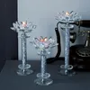 Bougettes 3 pièces en verre transparent en verre lotus fleur de fleur en cristal stand pour la cheminée du bureau de cheminée