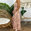 Casual Dresses 2024 Fashion Elastic Strapless Print Maxi Dress Women Summer Sleeveless Loose Holiday Beach Sexy Backless Pleat Long