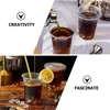 Disposable Cups Straws 50 Pcs Drink Cup Iced Coffee Lids Wrapping Clear Beverage Milk Tea Juice Drinking Party Accessories Portable