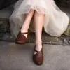 Vestido sapatos artmu altos cunhas de salto 2024 Madeiro pontudo de 4,5 cm de espessura de couro genuíno de luxo de couro genuíno de luxo