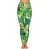 Active Pants Banana Leaves Print Leggings Pockets Tropical Palm Custom Yoga Push Up Fitness Legging Kawaii Stretch Sport