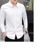 Herrklänningskjortor Casual Work Shirt Långärmad ankomst Slim-Fit Business Top Fashion Märke Solid Color Stor storlek M-5XL