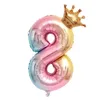 Números de coroa de coroa de 32 polegadas Balão Números de decoração de aniversário Crowns Balões de papel alumínio Balões de colorido TH1392