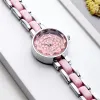 Kobiety zegarki kwiatowe Diamentowy czarny/biały mała mała elegancka japońska importowana kwarcowa bransoletka zegarki panie zegarek