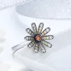 Met zijstenen Authentiek 925 Sterling Silver Daisy Flower Finger Rings For Women Vintage vrouwelijke trouwring sieraden Anel BSR011