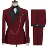 Svart brudgum Wear Groomsmen Suits Men Wedding Tuxedos Double Breasted For Slim Fit 2 Pieces Set Prom Party Suits Jacket With Pants3541906