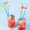 Coppe usa e getta cannucce 10 pezzi di carta paglia uccello cartone animato per bevande bevande cocktail accessori per feste di compleanno per bambini