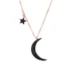 Star and Moon Pendant Halsband Rostfritt stål 14K Guldpläterad svart zirkonhalsband smycken Women Girl039s Gift6981190