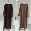 Ethnic Clothing Bluza luźna abaya muzułmańska sukienka hidżab solidna dla kobiet Dubai Casual sportowy noszenie Turcja Ramadan Islamski kaftan