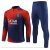 2024 2025 French tracksuit soccer jersey BENZEMA MBAPPE equipe de Full Sets kids Men Paris Football training suit Half pull Long sleeve chandal futbol