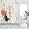 Rideaux de douche nordique abstrait art boho rideau étanche en polyester de bain polyester feuilles tropicales paume pour salle de bain