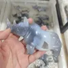Decorative Figurines 1pcs Natural Agate Geode Rhinoceros Stand-up Figurine Carving Quartz Healing Crystal Stone Animal Home Decora