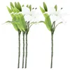 Dekorativa blommor 4 datorer Fake Artificial Lily Decoration Bouquet White Ornamental Realistic