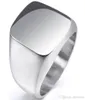 Neue Vintage Herren Boys Sterling Silber Farbe Edelstahl 316L Poliertes Biker Signet Solid Ring Men039s Schmuck2264752