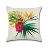 Pillow Tropical Plants Cover Decorative Pillowcases Flamingo Printing Cotton Linen Throw Case Flowers