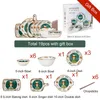 Plates 12/19/25pcs Ceramic Bowls Set Creative Dinner Dish Fruit Salad Steak Tray Sushi Rice Bowl Baking Tableware Gift