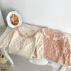 Shorts 2024 New Spring Infant Baby Girls Knitted Clothing Set Long Sleeved Knitted Cardigan+Shorts Toddler Baby Knitting Clothes Suit