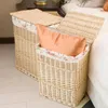 Sacs à linge Paniers pliants Vêtements sales panier de rangement de maison Grande boîte en osier en osier Hamper avec couvercle