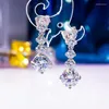 Boucles d'oreilles Stud Luxury Moisanite Wedding Party Drop Long S925 Silver with Platinum PT950 plaqué pour les femmes Fine Jewelry Never Fade