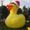 Großhandel schöner riesiger Cartoon aufblasbare gelbe Ente mit Sonnenbrillen und Weihnachtsmütze für Promotion-001 verwendet
