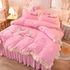 Sängkläder set bomullsprinsessan stil broderier blommor hem set b1
