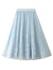 Skirts Double Layer Yarn Skirt With Lining 2024 Summer Mesh Cute Midi For Women Party Wedding Clothing G478