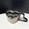 Tassen kreativer Liebe Griff handbemalte Streifen Kuhmuster Keramik Kaffee Tasse Hand gehaltene Tasse