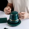 Tasses Saucers Boîte-cadeau Royal Green Ceramics Creative Cup and Saucer Porcelain Tea Souled Room Classic Coffee Tazas Para Cafe Turkish