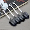 Spoons 50Pcs Funny Black Plastic Cake Spoon Disposable Ice Cream Scoop Pudding Dessert Shovel-shaped Tableware Creative Party Supplies