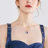 Hänghalsband som alltid tillhör dig Rose Entwined Heart Purple Crystal Necklace For Women Fashion Jewelry Gifts Lover Mom