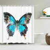 シャワーカーテンカラフルな美しい蝶のカーテンバスルーム防水ポリエステ生地の浴槽装飾フック180x180cm