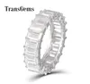 Transgems Emerald Enternity Band de mariage 18K Gol blanc 3x5 mm FG Couleur émeraude Coupe Moisanite Diamond Rue de mariage pour femmes Y8455924