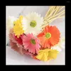 Figurines décoratives 18pcs Fleurs de marguerites artificielles Gerbera Bouquet Faux Bouquet 15 pouces pour le bureau de fête de mariage