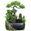 Dekoracje ogrodowe Kreatywne symulacja halowa żywica Rockery Waterfall Statua Feng Shui Water Fountain Home Crafts-Us Plug-A