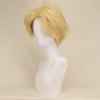 QQXCAIW Krótkie kręcone mężczyźni Męska cosplay blondynka 35 cm syntetyczne peruki włosy 240412