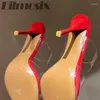 Slippers Rhinestone Transparent PVC Women Fairy Style Pointed Toe Thin Heels Mules High End Banquet Celebrity