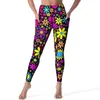 Pantalon actif Daisy Print Leggings Pockets Fleurs voyantes Yoga Push up Fitness Running Legging Retro Stretch Sports Torshs