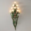 Wall Lamps WPD American Style Countryside Lamp French Pastoral LED Creative Flower Living Room Bedroom Corridor Home Decoration