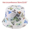 Bérets Femmes Summer Short Brim Suncreen Bucket Hat coloré pour imprimé papillon Réversible Harajuku Hip Hop Fisherman pliable