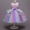 Girls Rainbow Tulle Dresses Kids Wedding Tutu Layers Cake Princess Elegant Party Prom Dress Children Communion Evening Clothes 240407